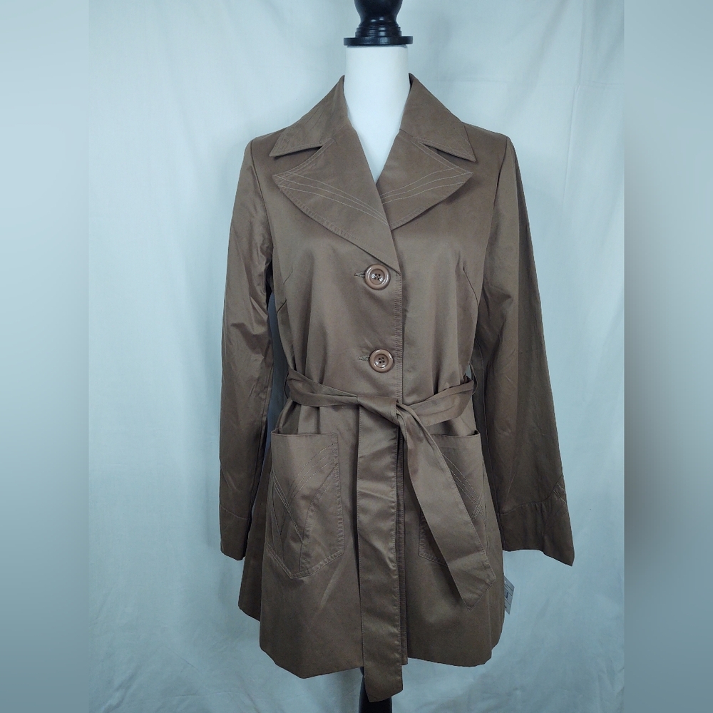 NWT Ambition Trench Coat Sz M Mocha
